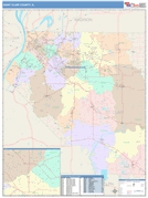 St. Clair County, IL Digital Map Color Cast Style